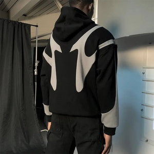 Fabricante de bordado de gran tamaño Full Zip Us Graphics Heavy Oversized Thermal hoodies 100% Cotton Custom Hoodies - Product Image 4