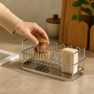 WIREKING Porta Spugne e Spazzole per <span class=keywords><strong>Lavello</strong></span> in Acciaio Inox 304 con Vassoio di Drenaggio, Organizzatore Antiruggine per <span class=keywords><strong>Lavello</strong></span> - Product Image 1