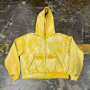 Sudadera con Capucha Extra Grande de Algodón 100% Hecha a Medida, 480 g/m², Lavado Decolorado al Sol, Estilo Vintage, con Cremallera y Logotipo Personalizado - Product Image 5