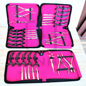 Salon Tool <b>Kit</b> for Complete Hair Extension Installation Tools in Silver <b>Polish</b> Finishing With Free Custom Brand Labelling - Product Image 5