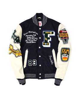 New Arrival Fashion Design Wholesale Letterman Jacket Custom <b>Bandana</b> Applique Embroidery <b>Men's</b> Sports Autumn Varsity Jacket - Product Image 1