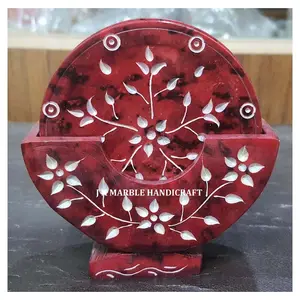 ชุดจานรองแก้วหินสบู่ธรรมชาติดีไซน์ดอกไม้แกะสลักด้วยมือหรูหราออกใหม่สำหรับเป็นของขวัญทางธุรกิจ - Product Image 1