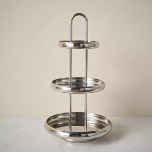 Soporte de pastel de acero inoxidable de diseño lujoso con mango de latón para hornear Cupcake 3 niveles precio de fábrica soporte de pastel redondo - Product Image 6