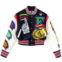 Desain Baru Jaket Varsity Kasual Wanita Berkualitas Tinggi Musim Dingin Custom Logo Bordir Patch Wol/Katun Bernapas