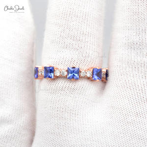 2.49 CTS Tanzanite แหวนเพชรสีขาว14k แท้กุหลาบทองสำหรับงานแต่งงานขายส่งผู้ผลิตโดยตรง - Product Image 2