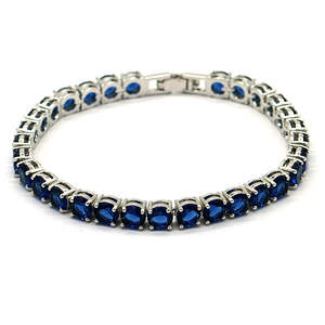 Bracciale Tennis Classico con Zaffiri in Rodio, Gioiello Elegante e alla Moda - Product Image 1