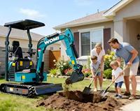 Mini-excavatrice compacte WOMI de moins de 4 tonnes avec moteur pour la construction de sentiers de jardin, flèche à déplacement latéral et préparation du sol