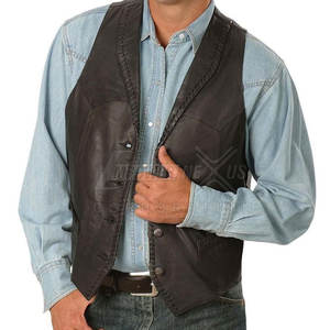 Chaleco de cuero ligero Mejor calidad Precio al por mayor Chaleco de cuero genuino Hombres Chaleco Chaqueta - Product Image 2