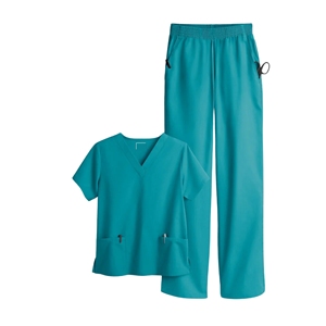 Conjunto médico para mujer Top de manga corta con cuello en V y pantalones para correr con bolsillos o enfermeras y trabajadores de la salud - Product Image 1