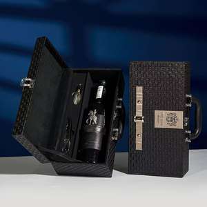 Cajas de regalo de vino de madera personalizadas, sets de vino individuales con cubierta de cuero, cajas de papel, cajas de regalo de vino elegantes, diseño de empaque con logotipo. - Product Image 2