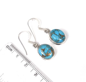 Pendientes de gancho de dos piedras de plata de ley sólida 925, cobre azul turquesa, mes de diciembre, estilo de encanto de piedra natal - Product Image 3