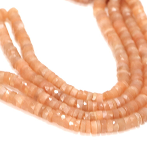 Cuentas Heishi de Piedra Lunar Melocotón: Rueda de Piedras Preciosas Facetadas de 6-8 mm, Hilo de 16 Pulgadas - Product Image 3