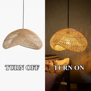 <b>Vintage</b> Rattan Pendant Light <b>Lamp</b> Art Deco Shade Rattan Chandelier for Home Handmade From Vietnam - Product Image 5