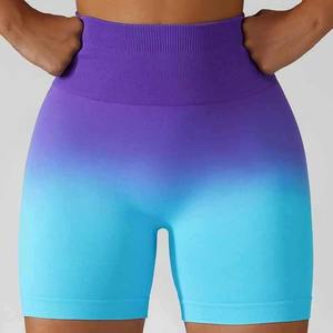 2025 logotipo personalizado mujeres rodilla gimnasio transpirable Yoga Tie Dye Push up cintura alta sin costuras gradiente Scrunch Butt Nylon Spandex pantalones cortos - Product Image 2