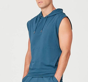 Sweat à capuche d'été en coton spandex personnalisé sweats à capuche sans manches fitness entraînement personnalisés - Product Image 2