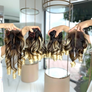 Extensions de cheveux humains vietnamiens de couleur de surbrillance rebondissante de la plus haute qualité avec fermeture de prix de gros et paquet 2025 - Product Image 1