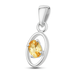 Collier en pierre précieuse jaune citrine, pendentif ovale en argent sterling 925, plaqué rhodium, minimaliste, bijoux Rhaya, pierre de naissance de novembre - Product Image 2
