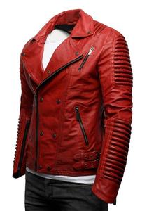 Chaqueta de cuero genuino para hombre, estilo casual de motociclista, acolchada, retro, de moda, para motociclistas, al por mayor - Product Image 2