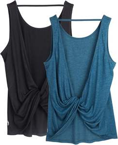 Débardeur d'entraînement à col haut pour femme 100% coton décontracté Gym Style athlétique tissu tricoté - Product Image 5