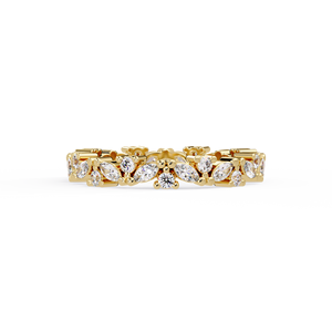Bague Éternité de Luxe en Diamants Taille Marquise et Ronde, Or Jaune 14K 18K, Bijoux de Mariage, Conception Personnalisée, Vente en Gros - Product Image 4