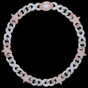 Cadena Cubana de Moda de Lujo con Circonitas Bicolor Estilo Hip Hop para la Vida de los Raperos - Product Image 6