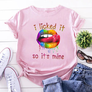 เสื้อยืดผ้าฝ้ายสไตล์วินเทจสำหรับผู้หญิง,เสื้อยืดแฟชั่นพิมพ์ลายโลโก้แบบเฉพาะ - Product Image 3