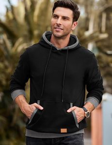 Sweat à capuche pour homme en molleton de coton, coupe droite, épaules tombantes, imprimé personnalisé, streetwear, chaud pour l'hiver, séchage rapide - Product Image 4