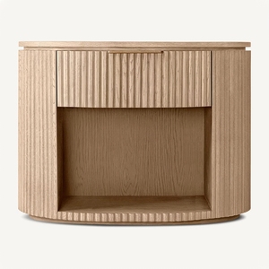 Meubles de chambre à coucher modernes de luxe, ensemble de lits doubles en bois massif de chêne naturel - Product Image 4