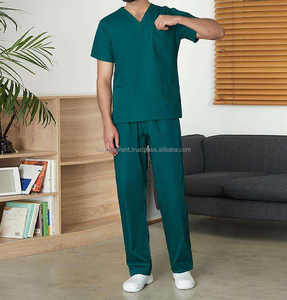 Vente en gros design uniforme d'hôpital gommage médical doux col en V spandex/polyester gommages d'hôpital d'été de médecin multi-poches - Product Image 4