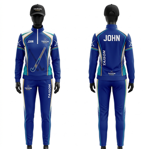 Chándal de Entrenamiento de Hockey sobre Césped para Mujer, 280GSM, Poliéster Transpirable Interlock, Diseño de Paneles Verde, Negro y Dorado, Logotipo Personalizado con Termotransferencia - Product Image 3