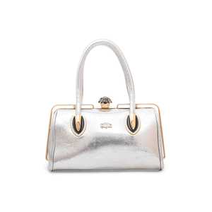 Sac à rabat d'été décontracté pour filles à motif d'alligator argenté P35828 avec décoration de lettres à rayures en diamant et perles - Product Image 3