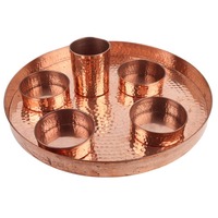 Ensemble d'assiettes en cuivre antique écologique Fabriqué à la main 7 pièces Thali en cuivre Assiette décorative Ensemble Thali en cuivre pur