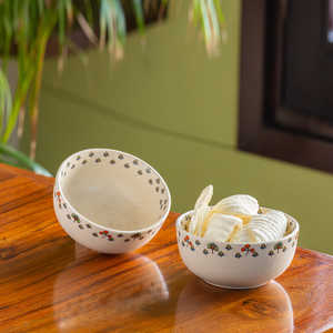 Daawat-e-Taj' Ensemble de bols de service en céramique artisanale bohème, design floral, 2 pièces, 580 ml, passe au micro-ondes, décoration polie - Product Image 3