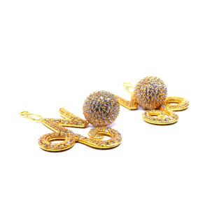 Ensemble de boucles d'oreilles à breloques classiques de tous les jours pour femmes en argent sterling 925 plaqué or vermeil avec topaze blanche vêtements pour femmes - Product Image 4