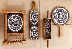 Luxury Mango Wood Enamel Print <b>Kitchen</b> Gift Set Handmade <b>Decorative</b> Serving Collection for Home <b>Decor</b> - Product Image 3