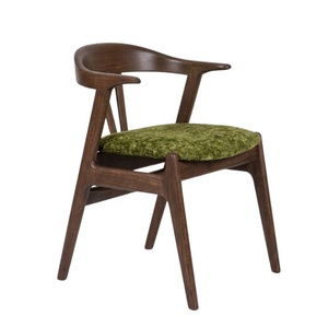 Modern Restaurant <b>Sets</b> Minimalist Teak Wooden <b>Chair</b> and Table for Restaurant Furniture with Soft Foam Seat from Velvet <b>Fabric</b> - Product Image 2