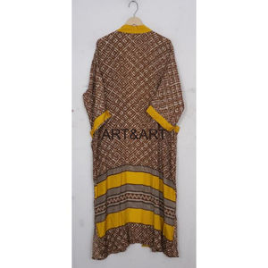 Vêtements de nuit indiens de luxe pour femmes, longue robe en soie avec housse de bikini en patchwork bohème et ceinture kimono pour l'été et l'automne - Product Image 4