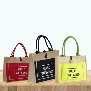 Sac fourre-tout en jute écologique personnalisé pour le shopping ou les cadeaux Sac de transport d'épicerie en jute imprimé personnalisé promotionnel réutilisable pour les dames - Product Image 3