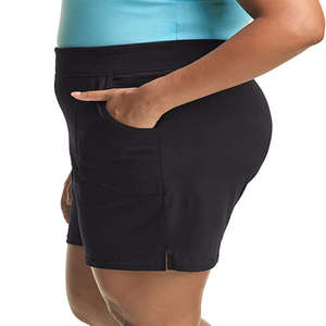 Pantalones cortos informales de algodón de talla grande para mujer al por mayor logotipo personalizado azul negro ropa de calle pantalones cortos transpirables para mujer logotipo personalizado - Product Image 3