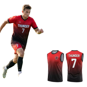 Vêtements de sport de football personnalisés en sublimation, vente en gros, version fan/joueur, maillot de football rétro à manches courtes, 100% polyester - Product Image 1