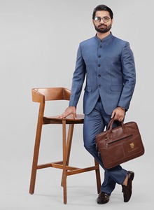 La Scoot Hombres Básico Formal Jodhpuri Traje de cuello levantado de 2 piezas Poliéster sólido Viscosa Longitud larga Ajuste regular Transpirable - Product Image 6