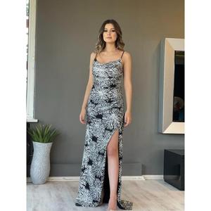 Yıldızlar cinturino in corda da donna, spacco laterale, abito da sera lungo con paillettes An39412 39412