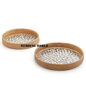 ถาดเสิร์ฟหวายสองชุดทรงกลมถาดเสิร์ฟหอยมุกทำด้วยมือปรับขนาดได้ถาดเสิร์ฟหวายใหม่ - Product Image 3