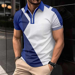 Nouveaux hommes PoloT-Shirt mode Slim Fit couleur bloc hommes T-Shirt Polo haute qualité nouveaux hommes hauts revers T-Shirt - Product Image 3