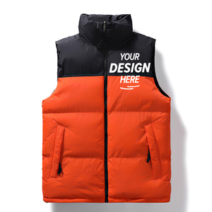 Gilet sans manches rembourré à col montant pour hommes, streetwear d'hiver à blocs de couleurs, gilet bouffant d'extérieur à fermeture éclair complète pour hommes, vente en gros - Product Image 5