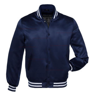 Veste universitaire pour homme avec logo personnalisé, col montant, broderie sur le devant, manches en soie/coton - Product Image 1