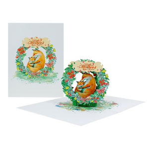 Nueva colección Tarjeta de felicitación de papel artesanal 3D Pop-up Fox Mother Cub Design Impresión offset para un día especial de la madre - Product Image 3