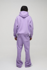 Streetwear unisexe à capuche violet surdimensionné squelette personnalisé imprimé vieilli ensemble de survêtement en coton épais 500GSM - Product Image 3