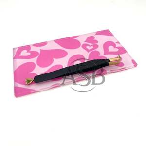 Plateau à cils en acrylique rose clair en forme de cœur, outil de beauté, plateau pour extensions de cils avec aimants, impression de logo personnalisée - Product Image 3