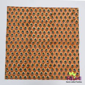 2025 tendance nouveau bloc floral indien fait à la main imprimé serviettes en coton feu jaune vert Olive carré pour les événements de mariage maison - Product Image 4